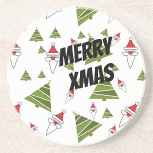 Customise Santa and Christmas Tree Coaster