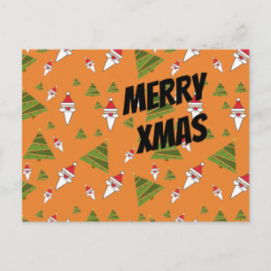 Customise Santa and Christmas Tree Holiday Postcard