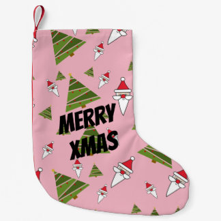 Customise Santa and Christmas Tree Small Christmas Stocking