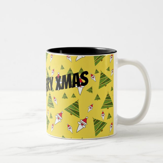 Customise Santa and Christmas Tree, Two-Tone Coffee Mug (Right)