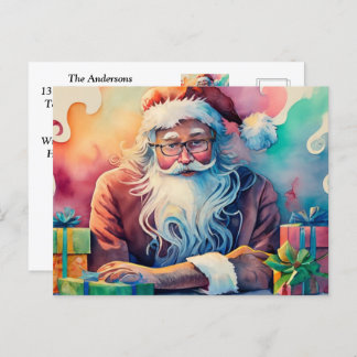 Customise Santa's Whimsical Christmas Journey Post Holiday Postcard