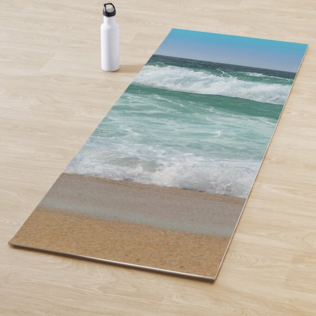 Customise Sea Waves Seaside Sand Beach Template Yoga Mat (In Situ)