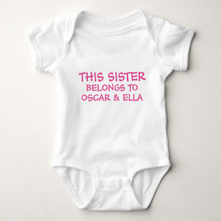 Customise sibling names on baby Sister's Baby Bodysuit