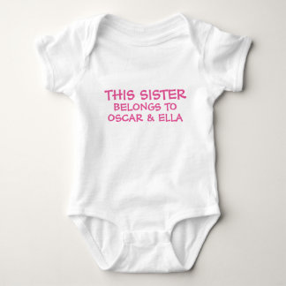 Customise sibling names on baby Sister's Bodysuit