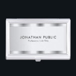 Customise Silver Look Glamourous Elegant Template Business Card Holder<br><div class="desc">Customise Silver Look Glamourous Elegant Modern Template Simple Business Card Holder.</div>
