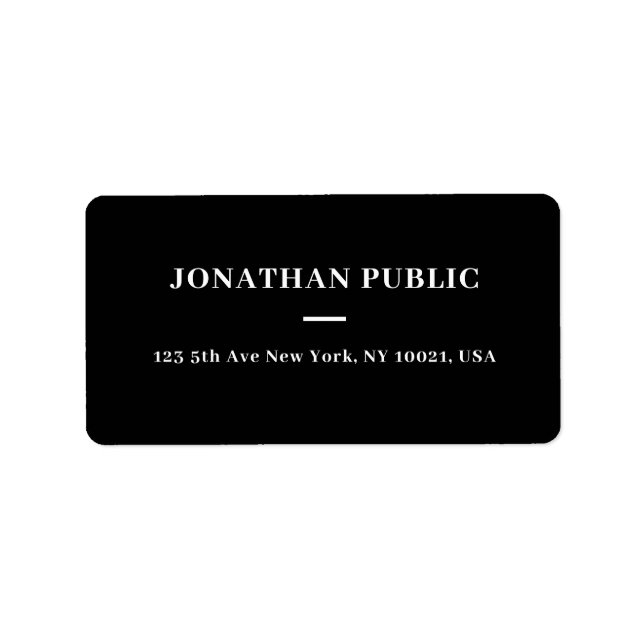 Customise Simple Template Black And White Address Label (Front)