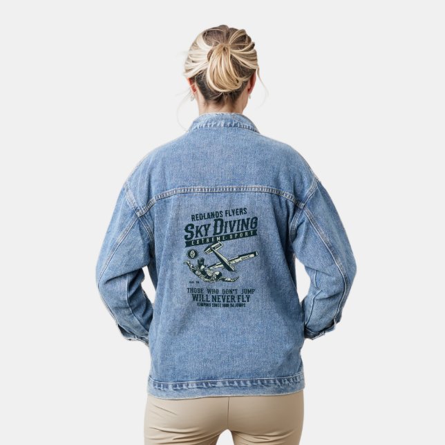 Customise Sky Diving Extreme Sport Women's Denim Jacket (Model)