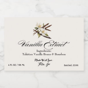 Customise Small Business Vanilla Extract Product Liquor Bottle Label