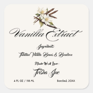 Customise Small Business Vanilla Extract Product Square Sticker