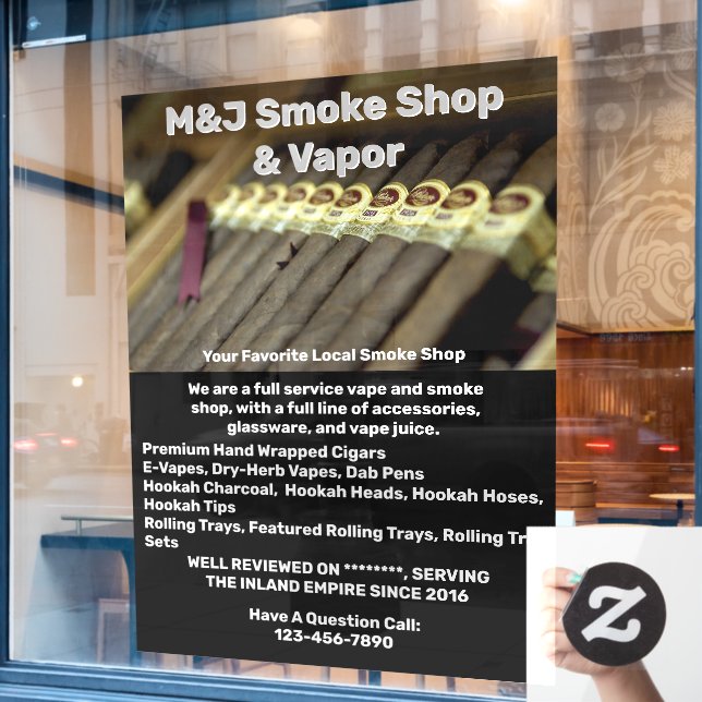 Customise Smoke Shop Advertisement For Front  (Cafe Window)
