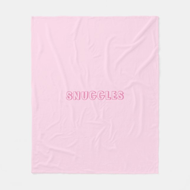 Customise "Snuggles" name or text light pink Fleece Blanket (Front)