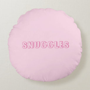 Customise "Snuggles" name or text light pink Round Cushion