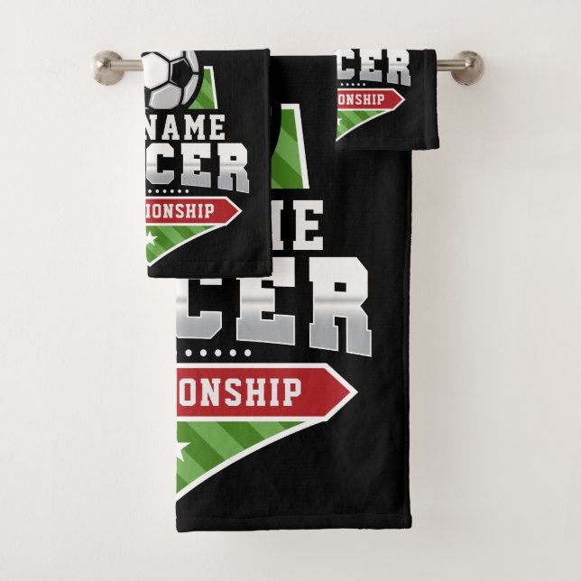 Customise Soccer ADD TEXT Varsity Team Player  Bath Towel Set (Insitu)