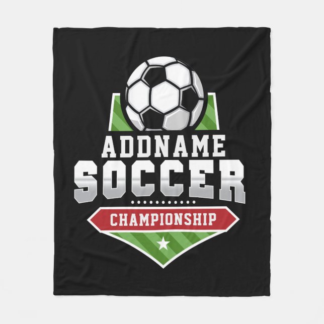 Customise Soccer ADD TEXT Varsity Team Player  Fleece Blanket (Front)