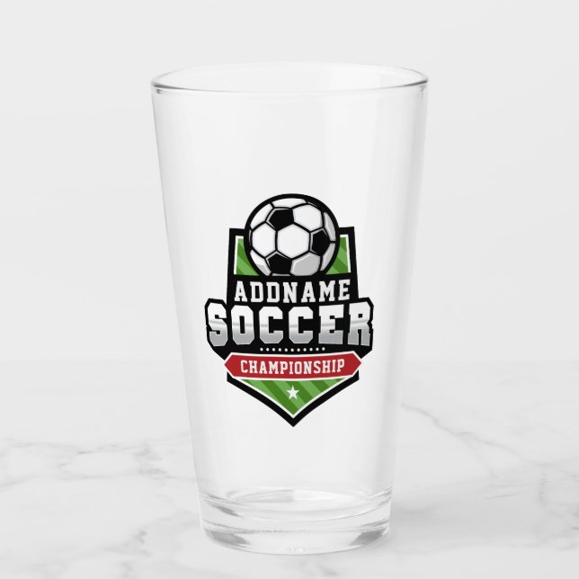 Customise Soccer ADD TEXT Varsity Team Player  Glass (Front)