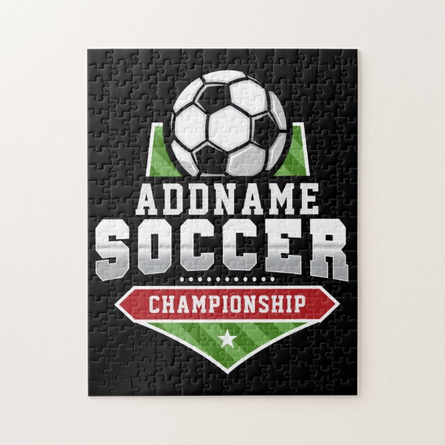 Customise Soccer ADD TEXT Varsity Team Player  Jigsaw Puzzle (Vertical)