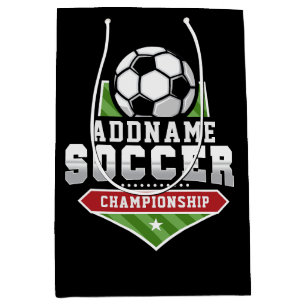 Customise Soccer ADD TEXT Varsity Team Player  Medium Gift Bag