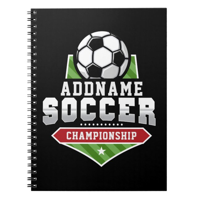 Customise Soccer ADD TEXT Varsity Team Player  Notebook (Front)