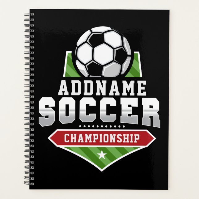 Customise Soccer ADD TEXT Varsity Team Player  Planner (Front)