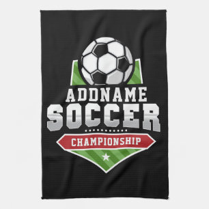 Customise Soccer ADD TEXT Varsity Team Player  Tea Towel