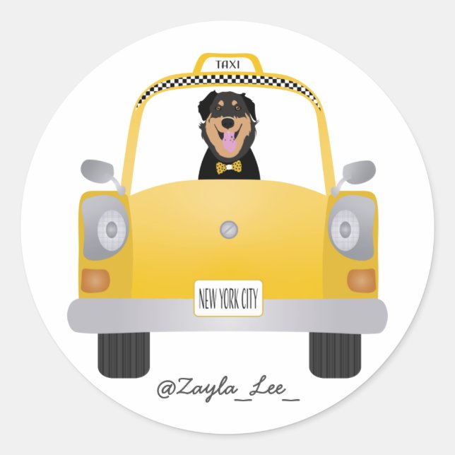 Customise Social Media Handle Dog Pet Classic Round Sticker (Front)