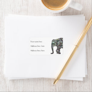 Customise Sparkly colourful silver mosaic Elephant Label