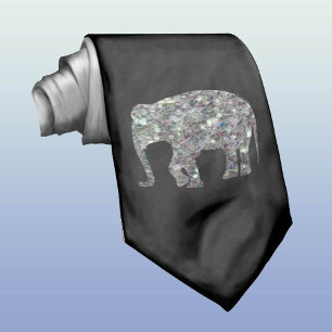 Customise Sparkly colourful silver mosaic Elephant Tie
