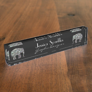 Customise Sparkly colourful silver mosaic Nameplate