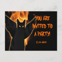 Customise Spooky Cat Halloween Invitation Postcard