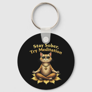 Customise Stay Sober Try Meditation Path to Win Key Ring