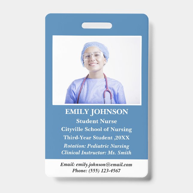 Customise Student Nurse  ID Badge (Front)