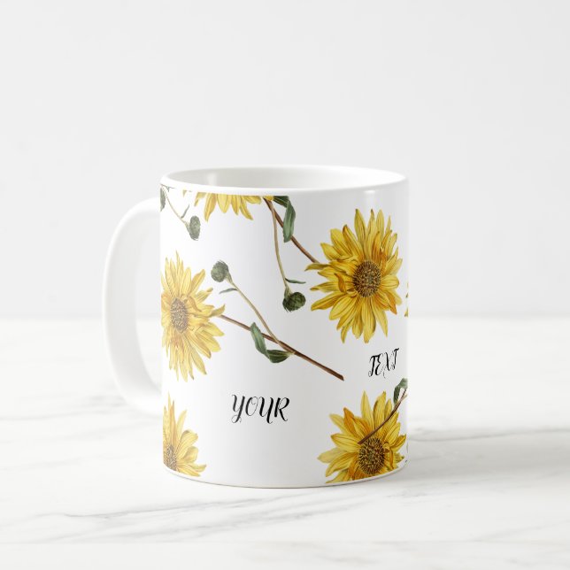 Customise Sunflower Design Coffee Mug (Front Left)