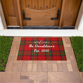 Customise Surname Clan Stewart Tartan Welcome Home Doormat