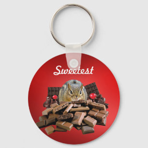 Customise Sweetest Day Chocolate Chipmunk Key Ring