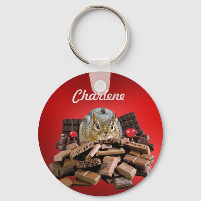 Customise Sweetest Day Chocolate Chipmunk Key Ring (Front)