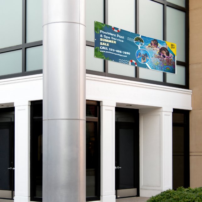 Customise Swimming Pool Spa Maintenance Promo Banner (Outside Building)