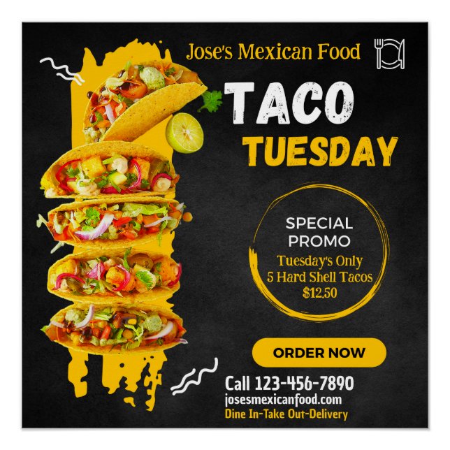 Customise Taco Tuesday Mexican Restaurant Promo Poster (Front)