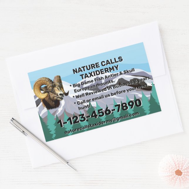 Customise Taxidermy Shop Business Promotional  Rectangular Sticker (Envelope)