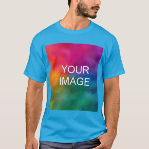 Customise Teal Blue Add Image Logo Template T-Shirt