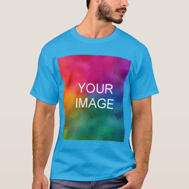 Customise Teal Blue Add Image Logo Template T-Shirt (Front)