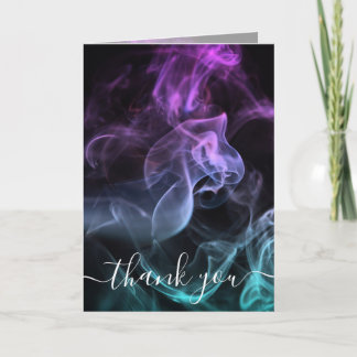 Customise: Teal Purple Coloured Smoke Thank You Card