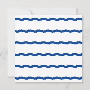 Customise text Blue white waves stripes nautical Thank You Card