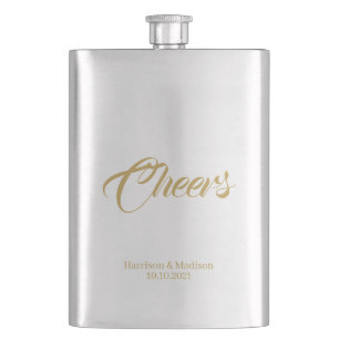 customise text Cheers Wedding gift favours Flask