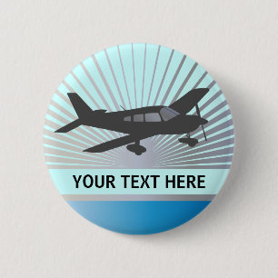 Customise Text - Low Wing Aeroplane 6 Cm Round Badge