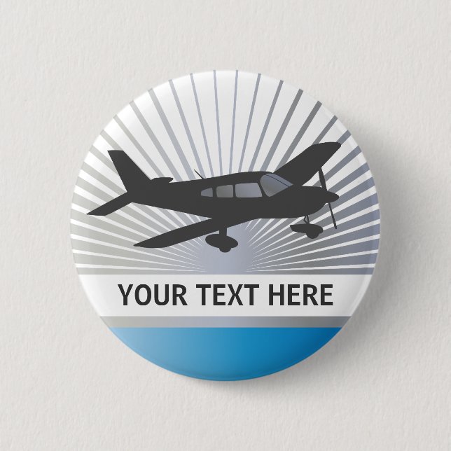 Customise Text - Low Wing Aeroplane 6 Cm Round Badge (Front)
