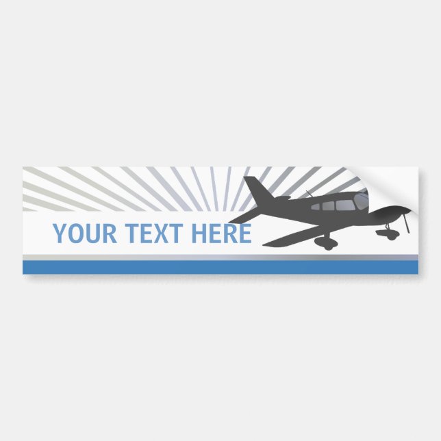 Customise Text - Low Wing Aeroplane Bumper Sticker (Front)