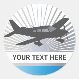 Customise Text - Low Wing Aeroplane Classic Round Sticker
