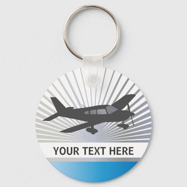 Customise Text - Low Wing Aeroplane Key Ring (Front)