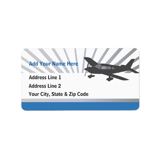 Customise Text - Low Wing Aeroplane Label (Front)