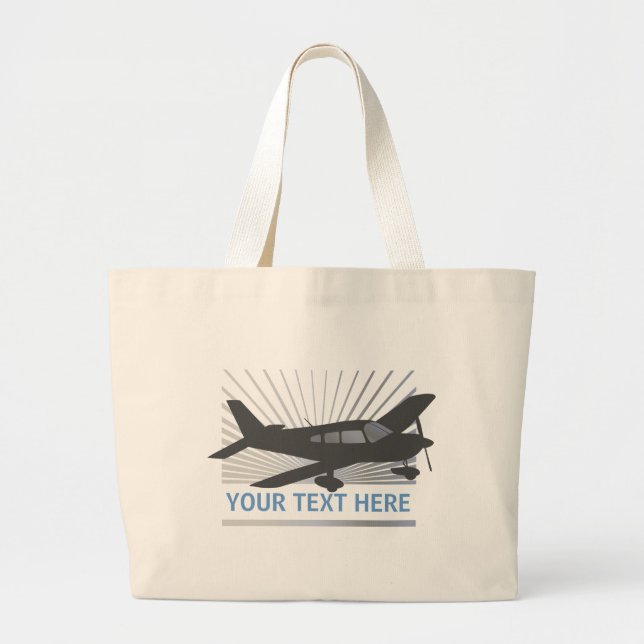 Customise Text - Low Wing Aeroplane Large Tote Bag (Front)